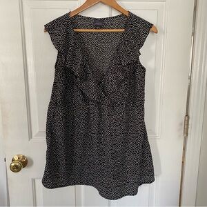 Black and White Polka Dot Sleeveless Maternity Blouse L